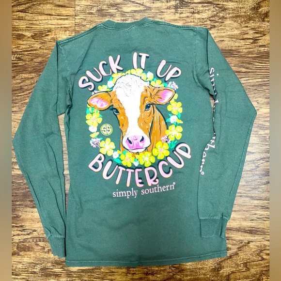 Simply Southern Long Sleeve T-Shirt Size Small “Suck it up Buttercup” - Picture 1 of 6